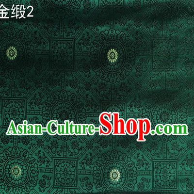Traditional Asian Chinese Handmade Embroidery Silk Tapestry Satin Tang Suit Green Fabric Drapery, Nanjing Brocade Ancient Costume Hanfu Cheongsam Cloth Material