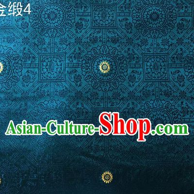 Traditional Asian Chinese Handmade Embroidery Silk Tapestry Satin Tang Suit Peacock Blue Fabric Drapery, Nanjing Brocade Ancient Costume Hanfu Cheongsam Cloth Material