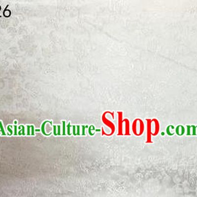 Traditional Asian Chinese Handmade Embroidery Dragons Silk Tapestry Tibetan Clothing White Fabric Drapery, Top Grade Nanjing Brocade Cheongsam Cloth Material