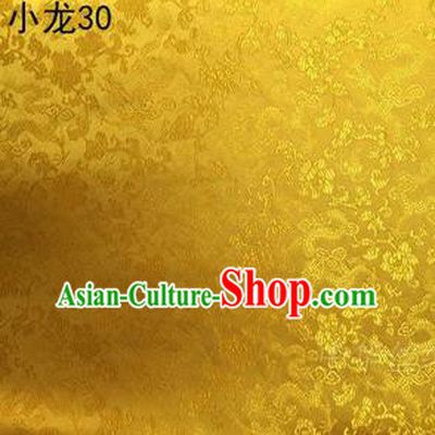 Traditional Asian Chinese Handmade Embroidery Dragons Silk Tapestry Tibetan Clothing Golden Fabric Drapery, Top Grade Nanjing Brocade Cheongsam Cloth Material