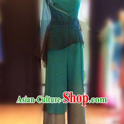 Traditional Ancient Chinese Folk Yanko Dance Uniform, Elegant Hanfu China Classical Dance Yangge Dress Green Clothing for Women