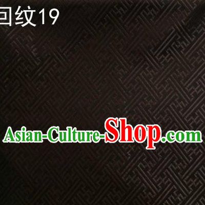 Traditional Asian Chinese Handmade Embroidery Back Word Lines Silk Tapestry Tibetan Clothing Black Fabric Drapery, Top Grade Nanjing Brocade Cheongsam Cloth Material