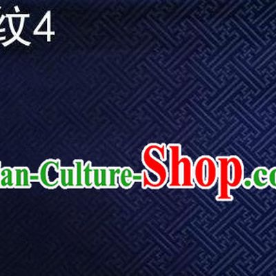 Traditional Asian Chinese Handmade Embroidery Back Word Lines Silk Tapestry Tibetan Clothing Royalblue Fabric Drapery, Top Grade Nanjing Brocade Cheongsam Cloth Material