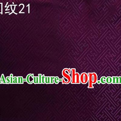 Traditional Asian Chinese Handmade Embroidery Back Word Lines Silk Tapestry Tibetan Clothing Purple Fabric Drapery, Top Grade Nanjing Brocade Cheongsam Cloth Material