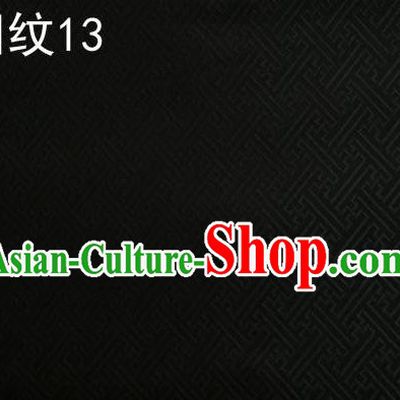 Traditional Asian Chinese Handmade Embroidery Back Word Lines Silk Tapestry Tibetan Clothing Black Fabric Drapery, Top Grade Nanjing Brocade Cheongsam Cloth Material