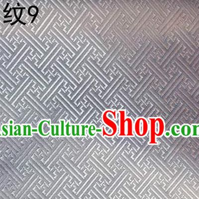 Traditional Asian Chinese Handmade Embroidery Back Word Lines Silk Tapestry Tibetan Clothing Grey Fabric Drapery, Top Grade Nanjing Brocade Cheongsam Cloth Material
