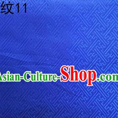 Traditional Asian Chinese Handmade Embroidery Back Word Lines Silk Tapestry Tibetan Clothing Deep Blue Fabric Drapery, Top Grade Nanjing Brocade Cheongsam Cloth Material
