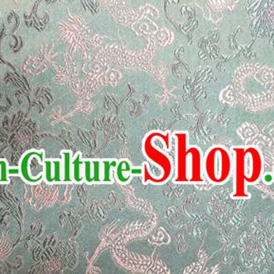 Traditional Asian Chinese Handmade Embroidery Dragons Silk Tapestry Tibetan Clothing Blue Fabric Drapery, Top Grade Nanjing Brocade Cheongsam Cloth Material