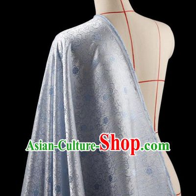 Traditional Asian Chinese Handmade Embroidery Flowers Dress Silk Tapestry Blue Fabric Drapery, Top Grade Nanjing Brocade Ancient Costume Cheongsam Cloth Material