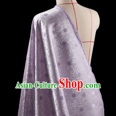 Traditional Asian Chinese Handmade Embroidery Flowers Dress Silk Tapestry Lilac Fabric Drapery, Top Grade Nanjing Brocade Ancient Costume Cheongsam Cloth Material