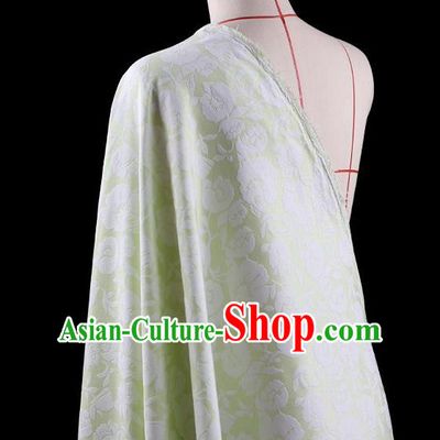 Traditional Asian Chinese Handmade Embroidery Flowers Coat Silk Tapestry Green Fabric Drapery, Top Grade Nanjing Brocade Ancient Costume Cheongsam Cloth Material