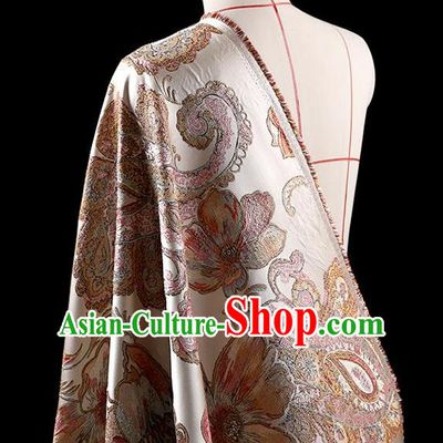 Traditional Asian Chinese Handmade Embroidery Flower Jacquard Weave Coat Silk Tapestry Fabric Drapery, Top Grade Nanjing Brocade Ancient Costume Cheongsam Cloth Material