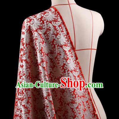 Traditional Asian Chinese Handmade Embroidery Jacquard Weave Tapestry Coat Fabric Drapery, Top Grade Nanjing Brocade Red Cloth Material