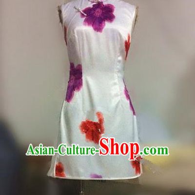 Traditional Ancient Chinese National Folk Yanko Dance Uniform, Elegant Hanfu Cheongsam China Classical Dance Dress Clothing for Women