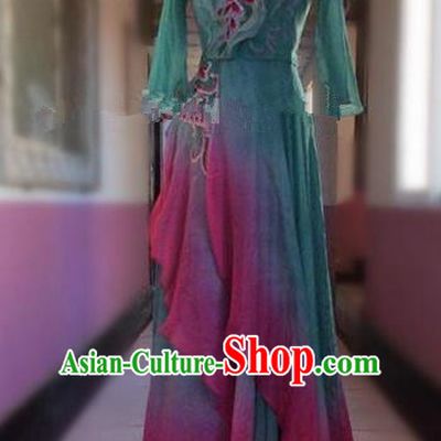 Traditional Ancient Chinese National Folk Dance Uniform, Elegant Hanfu China Classical Dance Dress Clothing for Women