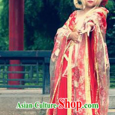 Asian Chinese Traditional Cospaly Tang Dynasty Imperial Consort Costume, China Elegant Hanfu Princess Wedding Red Dress for Women