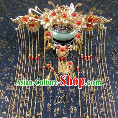 Traditional Handmade Chinese Ancient Classical Hair Accessories Barrettes Hairpin, Phoenix Coronet Hair Jewellery, Hair Fascinators Hairpins for Women