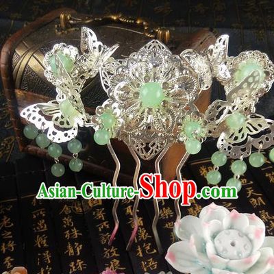 Traditional Handmade Chinese Ancient Classical Hair Accessories, Princess Butterfly Step Shake Hair Sticks, Hair Fascinators Hairpins for Women