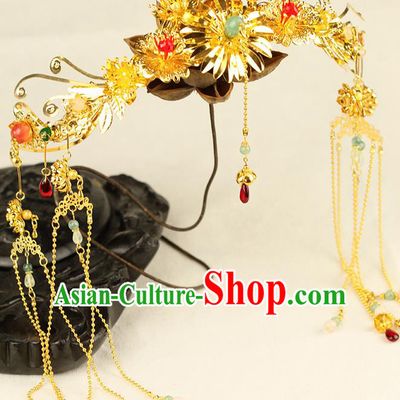 Chinese Ancient Style Hair Jewelry Accessories Wedding Phoenix Coronet Complete Set, Hanfu Xiuhe Suits Step Shake Bride Handmade Hairpins for Women