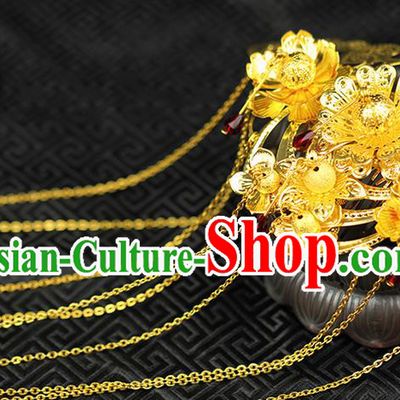 Chinese Ancient Style Hair Jewelry Accessories Wedding Tassel Hairpins, Hanfu Xiuhe Suits Step Shake Bride Handmade Hair Comb for Women