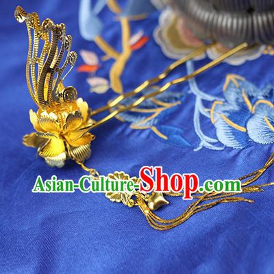 Chinese Ancient Style Hair Jewelry Accessories Wedding Tassel Hairpins, Hanfu Xiuhe Suits Step Shake Bride Handmade Hair Stick for Women