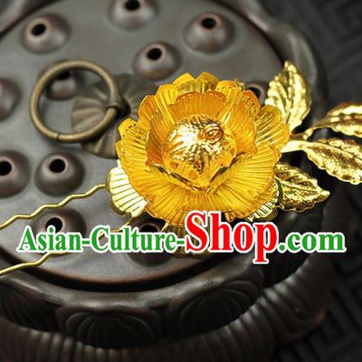 Chinese Ancient Style Hair Jewelry Accessories Wedding Golden Hair Stick, Hanfu Xiuhe Suits Step Shake Bride Handmade Hairpins for Women