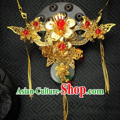 Asian Chinese Ancient Style Hair Jewelry Accessories Wedding Tassel Necklace Frontlet for Women