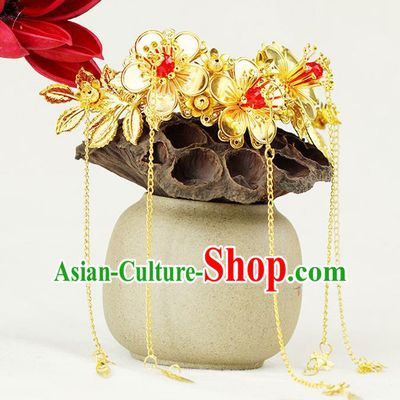 Chinese Ancient Style Hair Jewelry Accessories Wedding Hair Comb Tassel Step Shake, Hanfu Xiuhe Suits Bride Handmade Hairpins for Women