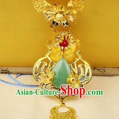 Asian Chinese Ancient Style Jewelry Accessories Wedding Tassel Jade Necklace for Women