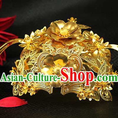 Chinese Ancient Style Hair Jewelry Accessories Wedding Princess Hair Pileum, Hanfu Xiuhe Suits Phoenix Coronet Bride Handmade Hairpins for Women