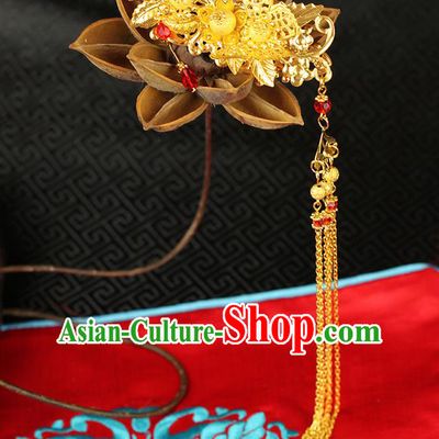Chinese Ancient Style Hair Jewelry Accessories Wedding Butterfly Tassel Hairpins, Hanfu Xiuhe Suits Step Shake Bride Handmade Hair Stick for Women