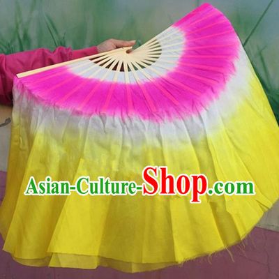 Pure Silk Traditional Chinese Fans Oriental Fan Folk Dance Dance Ribbons Cultural Yangko Hand Fan