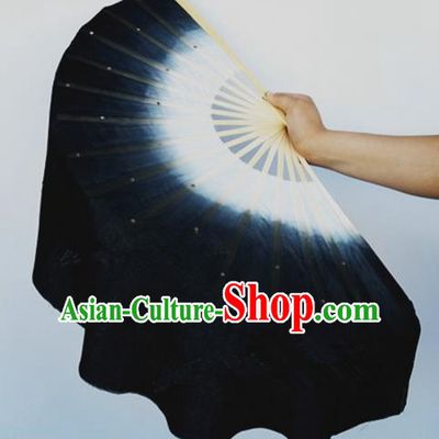 Black Pure Silk Traditional Chinese Fans Oriental Colorful Fan Folk Dance Dance Cultural Hand Fan