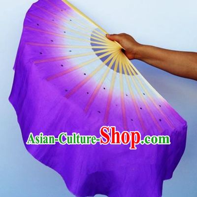 Purple Pure Silk Traditional Chinese Fans Oriental Fan Folk Dance Dance Cultural Hand Fan