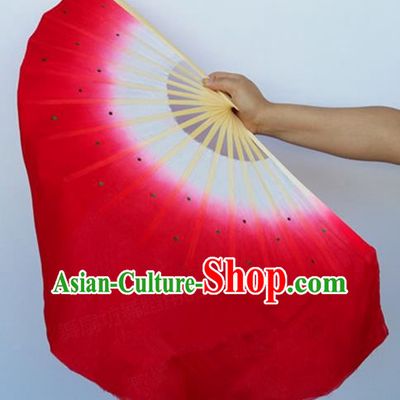 Pure Silk Traditional Chinese Fans Oriental Red Ribbon Fan Folk Dance Cultural Yanko Dance Hand Fan