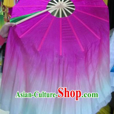 Pure Silk Traditional Chinese Fans Oriental Rosy Ribbon Fan Folk Dance Cultural Yangko Lotus Dance Hand Fan
