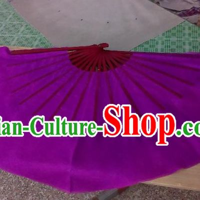 Pure Silk Traditional Chinese Fans Oriental Purple Ribbon Fan Folk Dance Cultural Yangko Dance Hand Fan