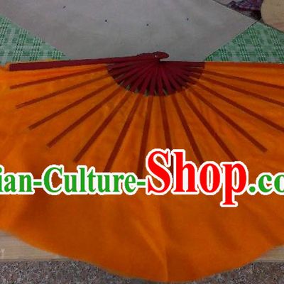 Pure Silk Traditional Chinese Fans Oriental Orange Ribbon Fan Folk Dance Cultural Yangko Dance Hand Fan