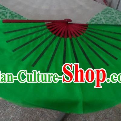 Pure Silk Traditional Chinese Fans Oriental Green Ribbon Fan Folk Dance Cultural Yangko Dance Hand Fan