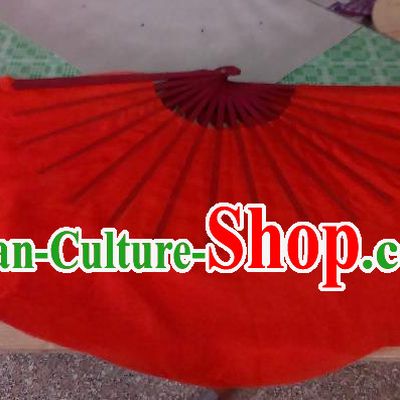 Pure Silk Traditional Chinese Fans Oriental Red Ribbon Fan Folk Dance Cultural Yangko Dance Hand Fan