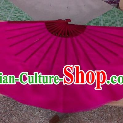Pure Silk Traditional Chinese Fans Oriental Rosy Ribbon Fan Folk Dance Cultural Yangko Dance Hand Fan