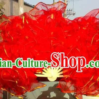 Pure Silk Traditional Chinese Fans Oriental Red Maple Leaf Fan Folk Dance Cultural Yangko Dance Hand Fan