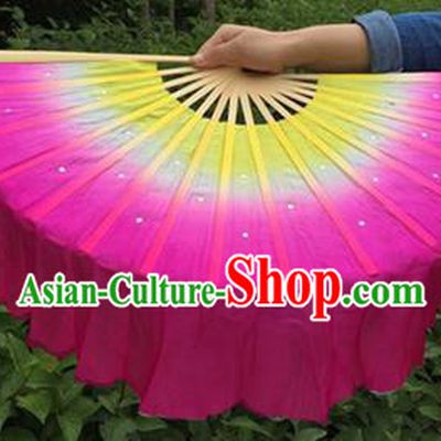 Pure Silk Traditional Chinese Fans Oriental Rosy Ribbon Jasmine Flower Fan Folk Dance Cultural Yangko Dance Hand Fan
