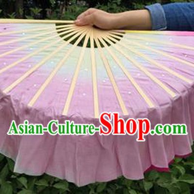 Pure Silk Traditional Chinese Fans Oriental Pink Ribbon Jasmine Flower Fan Folk Dance Cultural Yangko Dance Hand Fan