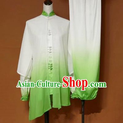 Top Grade Kung Fu Costume Asian Chinese Martial Arts Tai Chi Training Green Cardigan Uniform, China Embroidery Phoenix Gongfu Shaolin Wushu Clothing for Women
