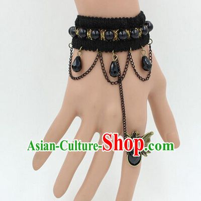 Traditional Chinese Accessories Black Lace Bracelet Bangle Chain for Women