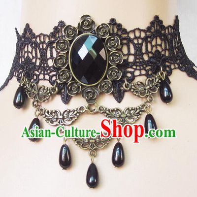 Traditional Chinese Accessories Black Lace Necklace for Women
