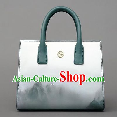 Traditional Handmade Asian Chinese Element Clutch Bags Shoulder Bag National Landscape Painting Handbag for Women