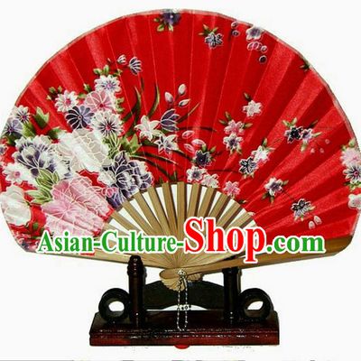 Traditional Chinese Crafts Beauty Folding Fan China Palace Red Fan Imperial Consort Bride Fans for Women