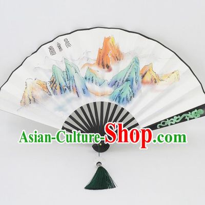 Traditional Chinese Crafts Landscape Painting Folding Fan China Fan Imperial Consort Fans for Women